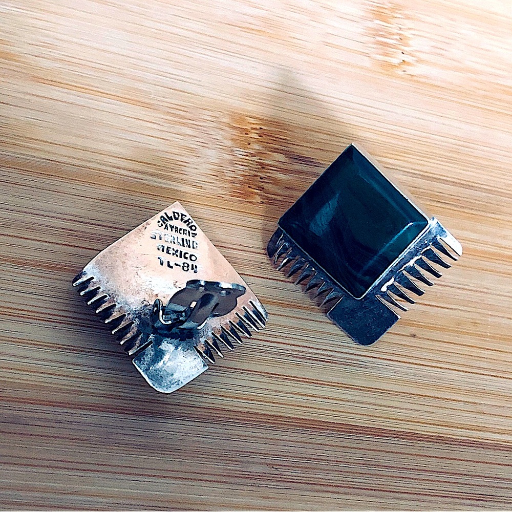 $168  CALDERON ATACHI TL-84 STERLING MEXICO  Vintage Estate Clip On Earrings